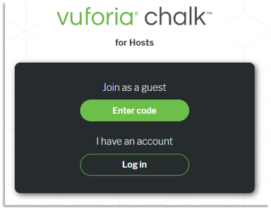 Interfaz de inicio sesión para Vuforia Chalk Desktop.